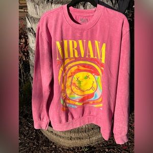 Pink overdyed nirvana smile Crewneck